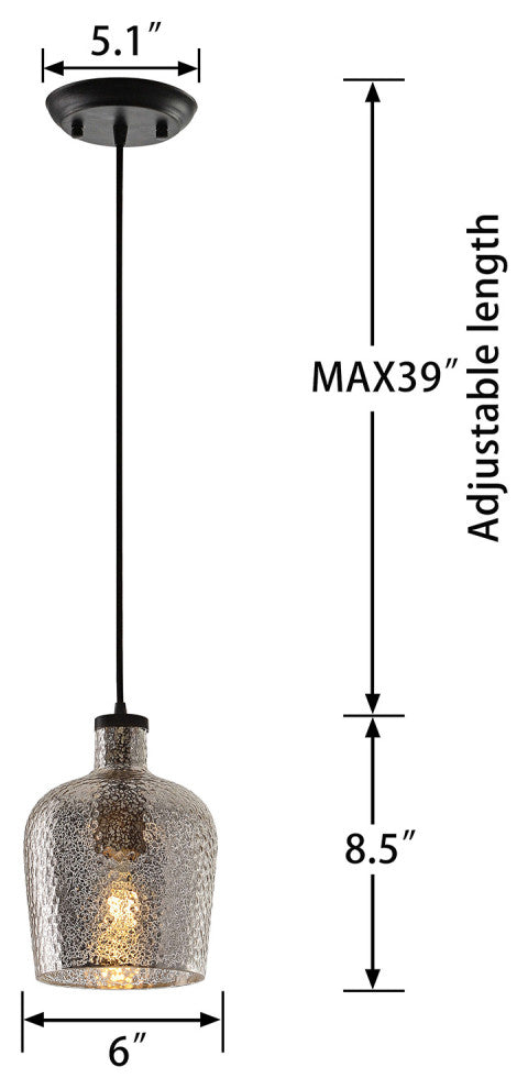 Helen Silver Mini Ripple Glass Antique Black Pendant Chandelier