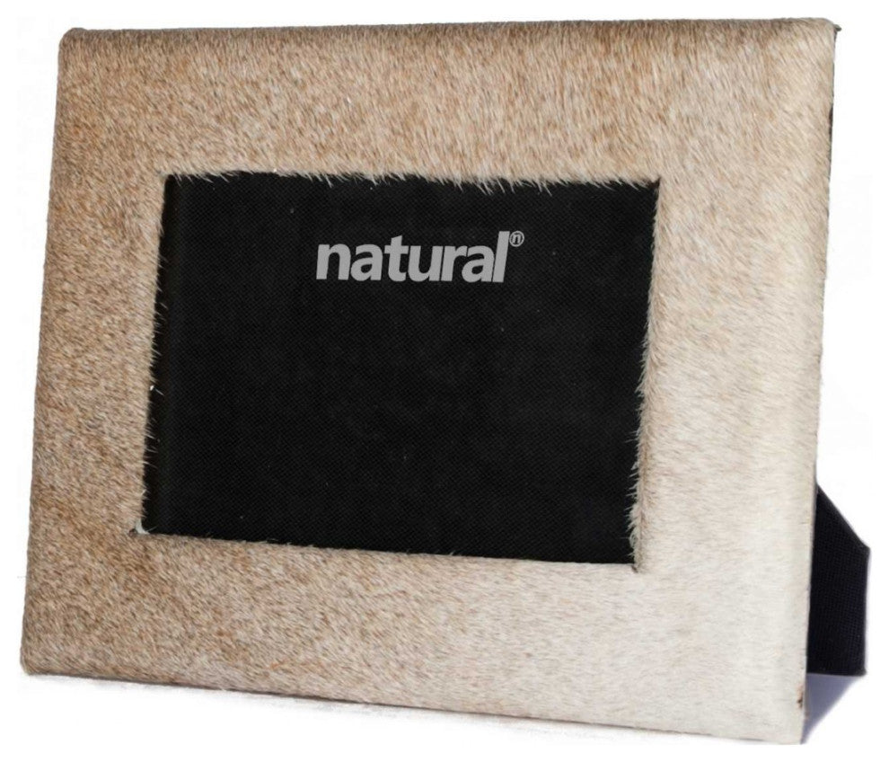 4" x 6" Gray Cowhide Tabletop Picture Frame, Natural