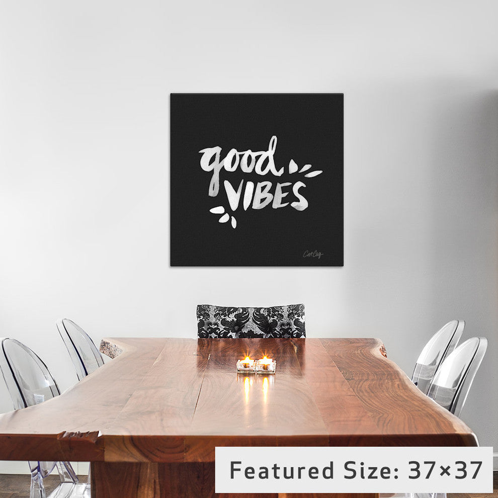 "Good Vibes White Artprint" by Cat Coquillette, 12x12x1.5
