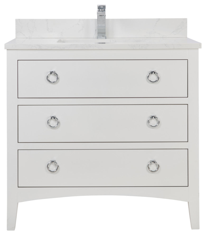 Legion Furniture WS2518 Series Bathroom Sink Vanity, White, 36", Artificial Stone Top, Single Sink