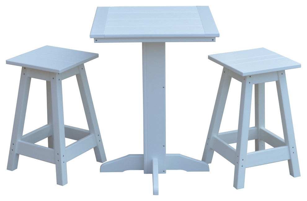Poly Lumber Bistro Set, White, Square