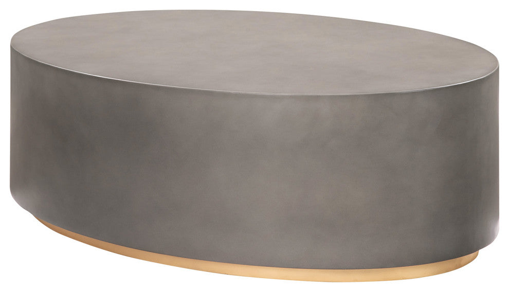 Anais Concrete And Brass Oval Coffee Table