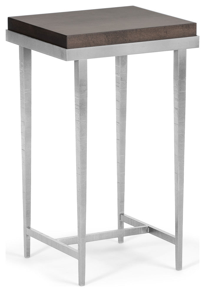 Wick Side Table, Vintage Platinum Finish, Maple Espresso Accents