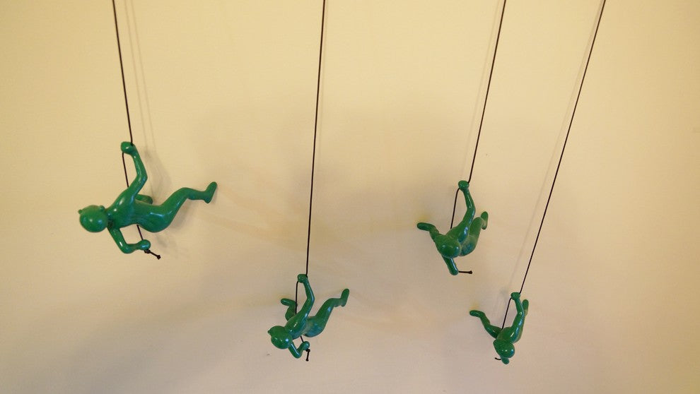 Heavy Climbing Green Man Position #1 Wall Art, Set of 4