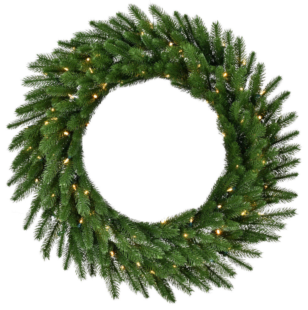 36-In. Green Fir Wreath, White Led