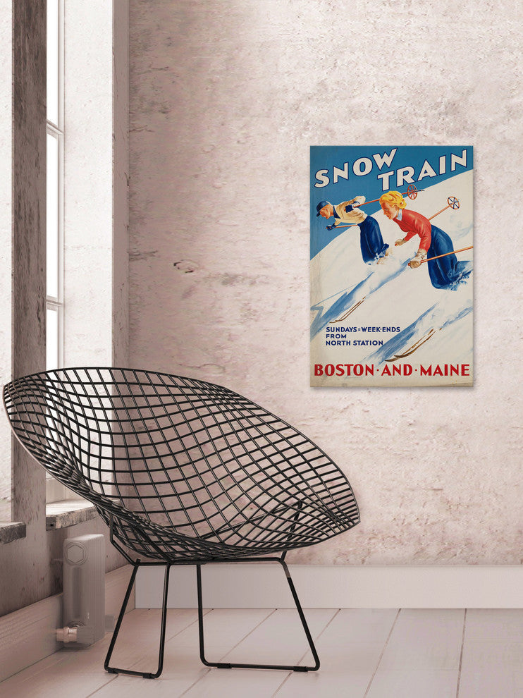 "Snow Train" Painting Print on Wrapped Canvas, 24"x36"