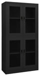 vidaXL Office Cabinet Anthracite 35.4"x15.7"x70.9" Steel and Tempered Glass