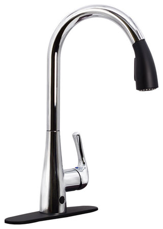Kitchen Dual Sensor Automatic Touch Controlled Faucet, Chrome/Black