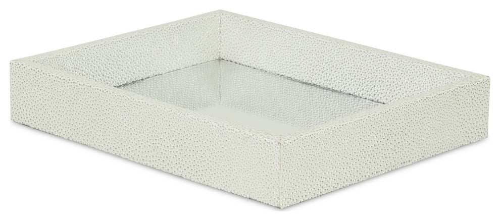 Labai Tray with Mirrored Interior, White Silver