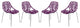 LeisureMod Modern Asbury Dining Chair With Chromed Legs, Set of 4 Purple