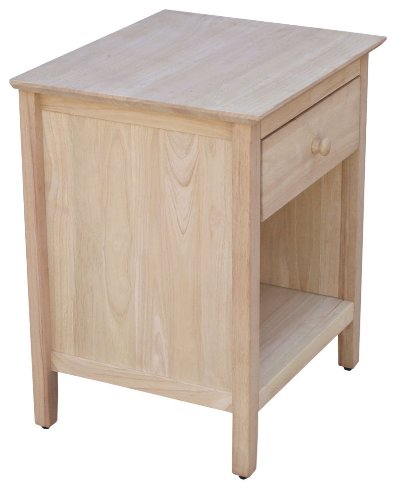 Solid Wood Nightstand With 1 Drawer