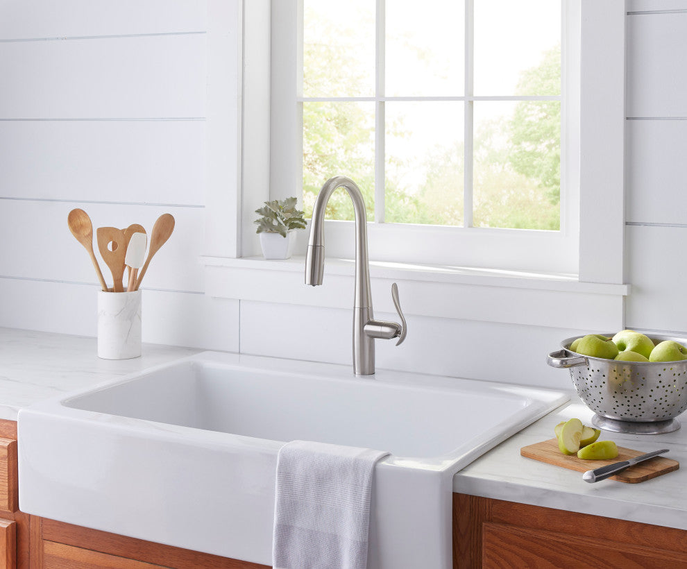 Selene Single Handle Pull-Down Kitchen Faucet w/ Snapback, Stainless Steel