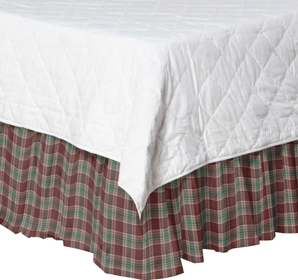 Brown and Green Plaid Fabric Dust Ruffle Full
