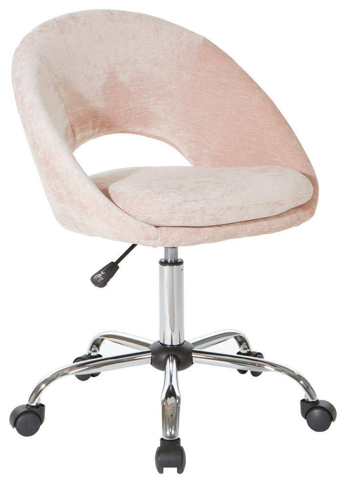 Milo Office Chair, Royal Velvet Fabric With Chrome Base, Blush