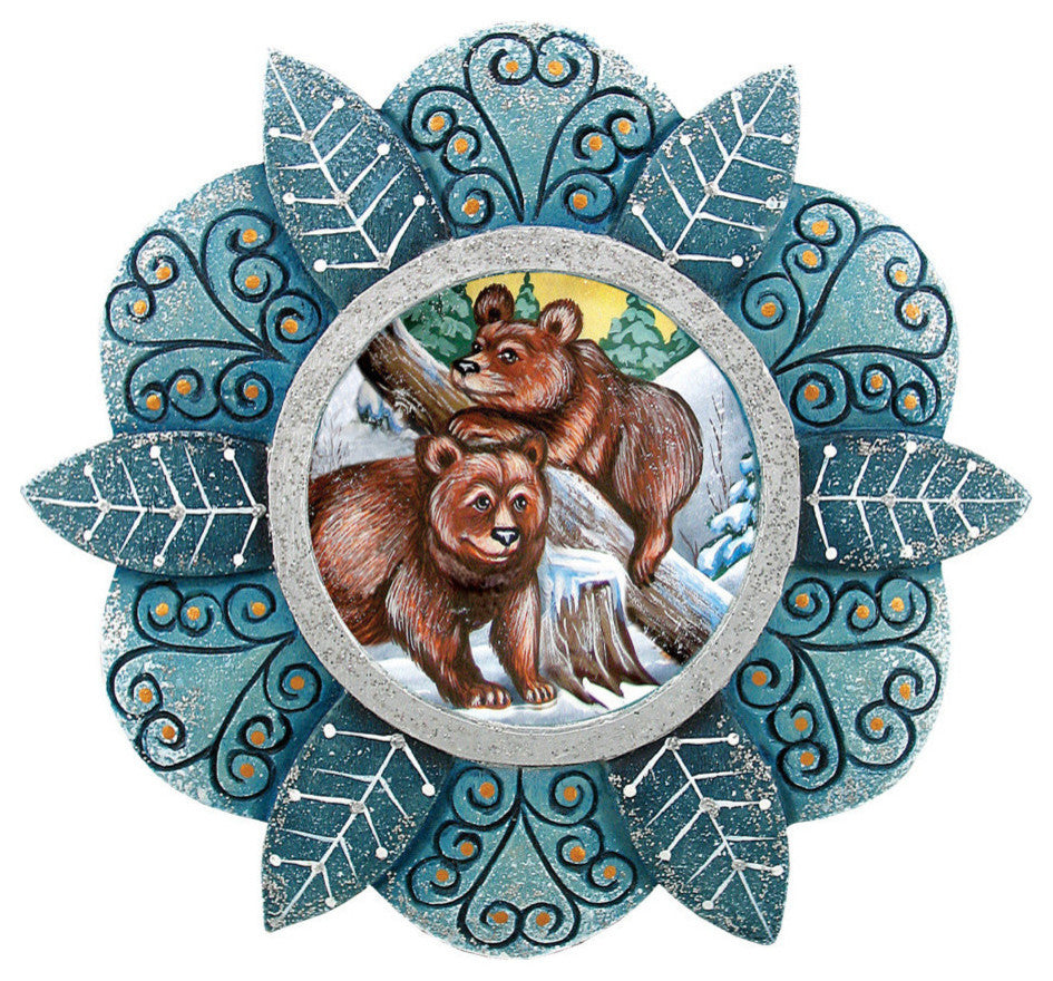 Hand Painted Scenic Ornament Kodiak Family