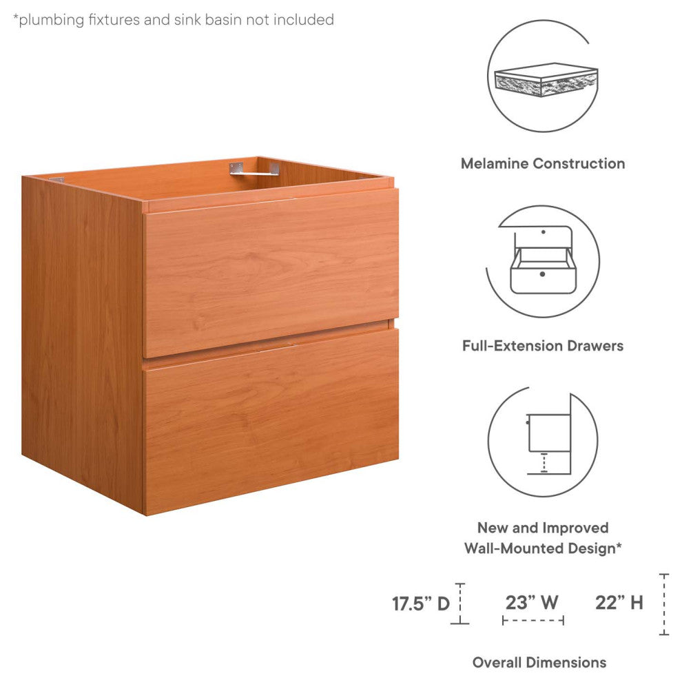 Scenic 24" Wall-Mount Bathroom Vanity Cabinet, Cherry Walnut