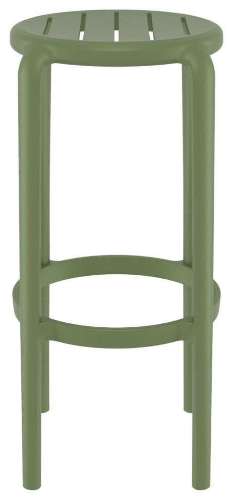 Tom Resin Bar Stool, Set of 2, Black, Olive Green
