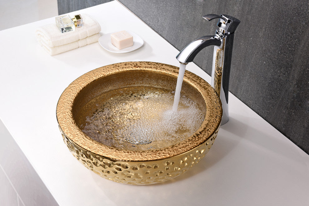 Regalia Series Vessel Sink, Speckled Gold