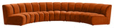 Infinity Channel Tufted Velvet Modular Chair, Cognac, 5 Piece