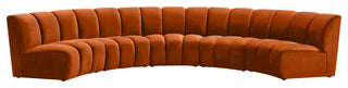 Infinity Channel Tufted Velvet Modular Chair, Cognac, 5 Piece