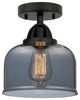 Large Bell Semi-Flush Mount, Matte Black, Plated Smoke, Plated Smoke