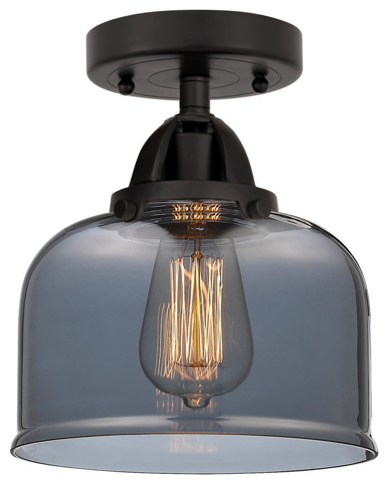 Large Bell Semi-Flush Mount, Matte Black, Plated Smoke, Plated Smoke