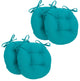 16" Solid Twill Round Tufted Chair Cushions, Set of 4, Aqua Blue