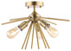 3-Light Sputnik Semi-Flush Mount Ceiling Light, Gold