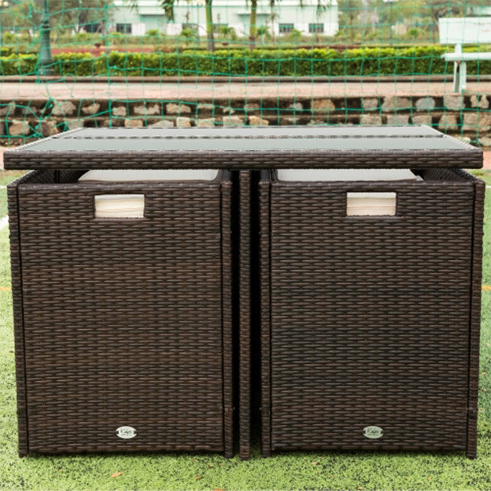 9 Piece Outdoor Dining Sets Patio Rattan Chairs And Table Furniture