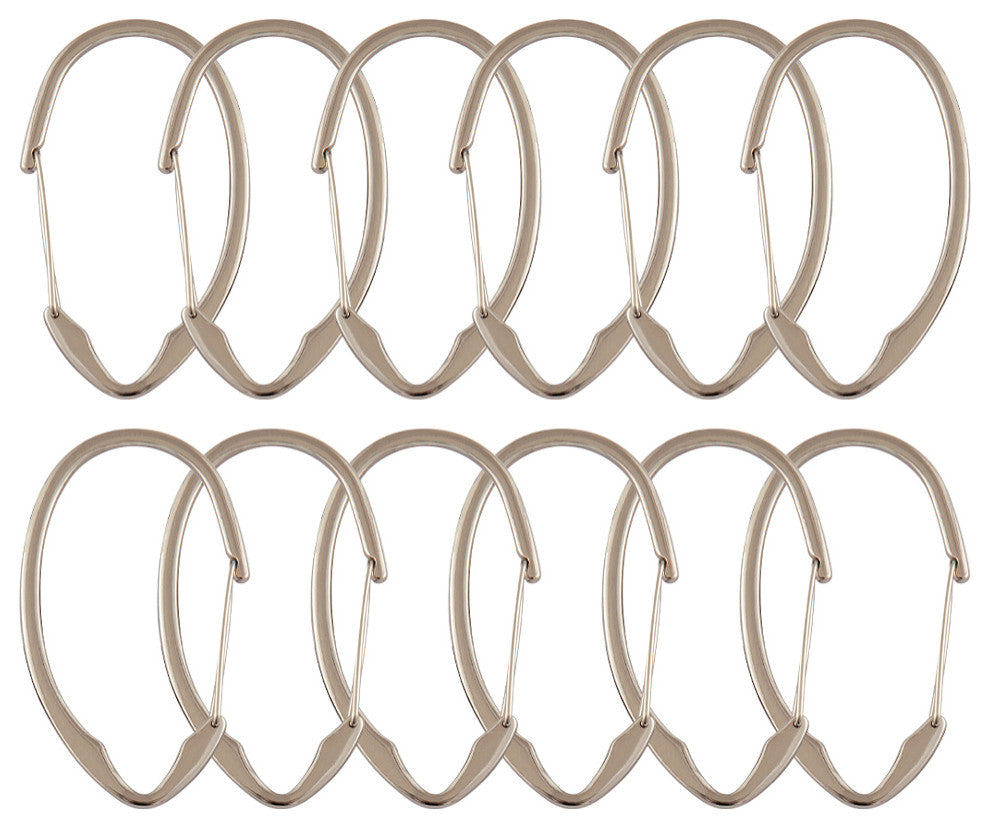 Utopia Alley Shower Hooks - Shower Curtain Rings for Bathroom, Set of 12, Brushed Nickel