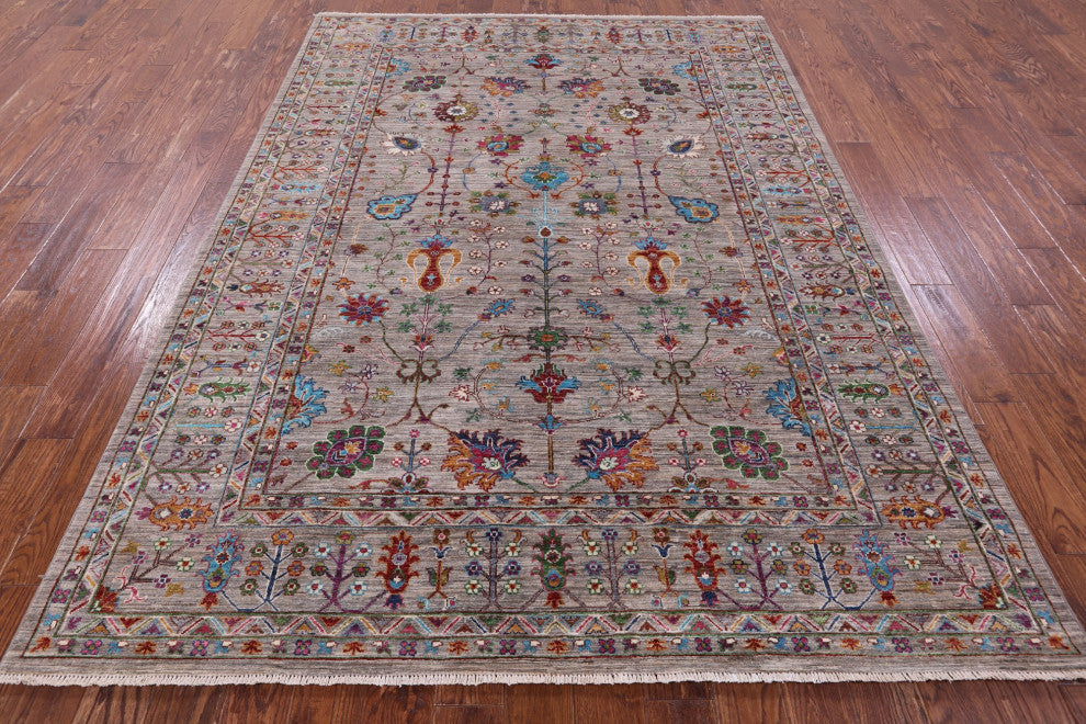 6' 8" X 9' 3" Hand-Knotted Persian Tabriz Wool Rug Q10570