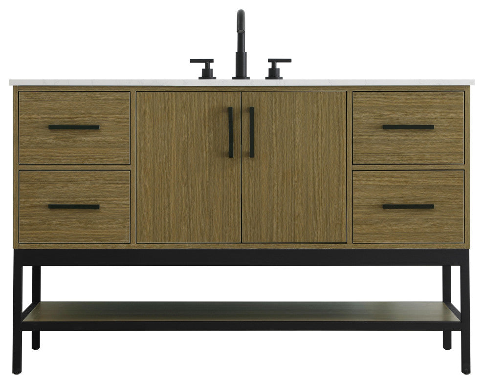 Home Living 54" Single Bathroom Vanity, Chestnut Brown