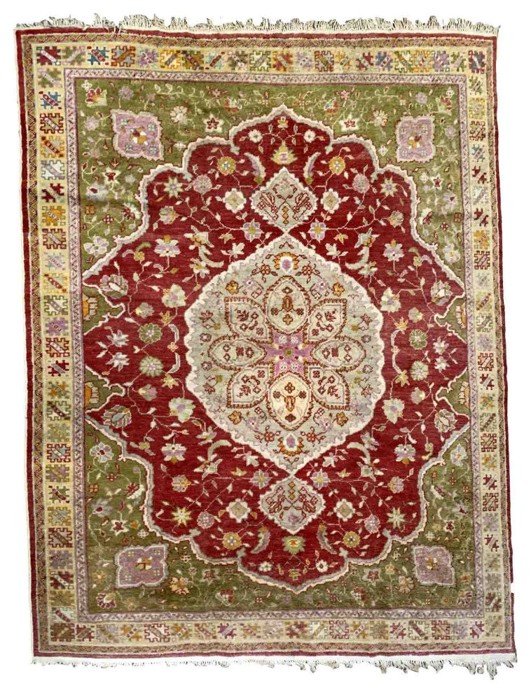 Handmade Antique Turkish Oushak Rug, 8.1'x10.2', 247cmx311cm 1910s