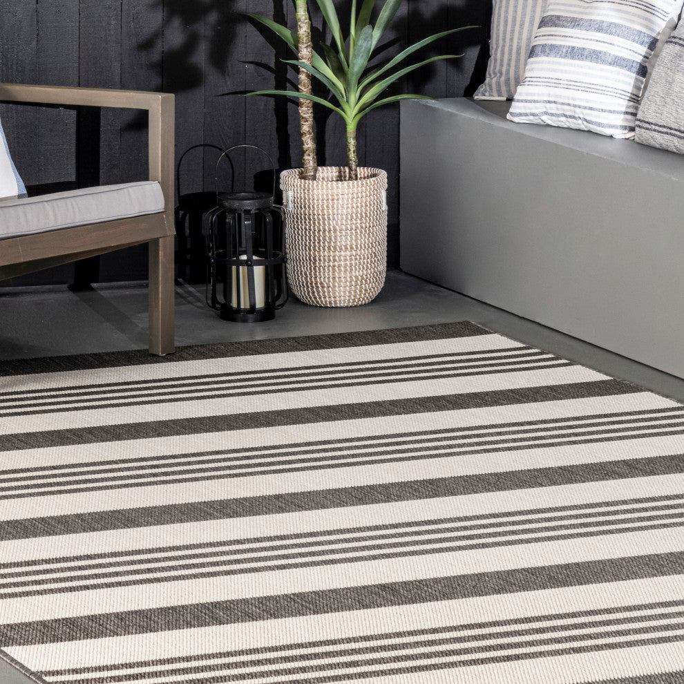 Nuloom Striped Contemporary Area Rug, Light Grey 5'3"x7'6"