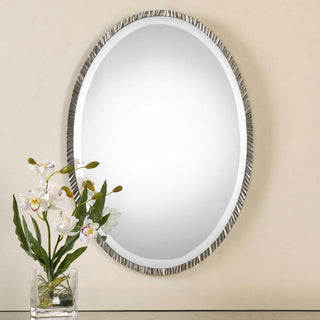 Classic Contemporary Silver Oval Wall Mirror