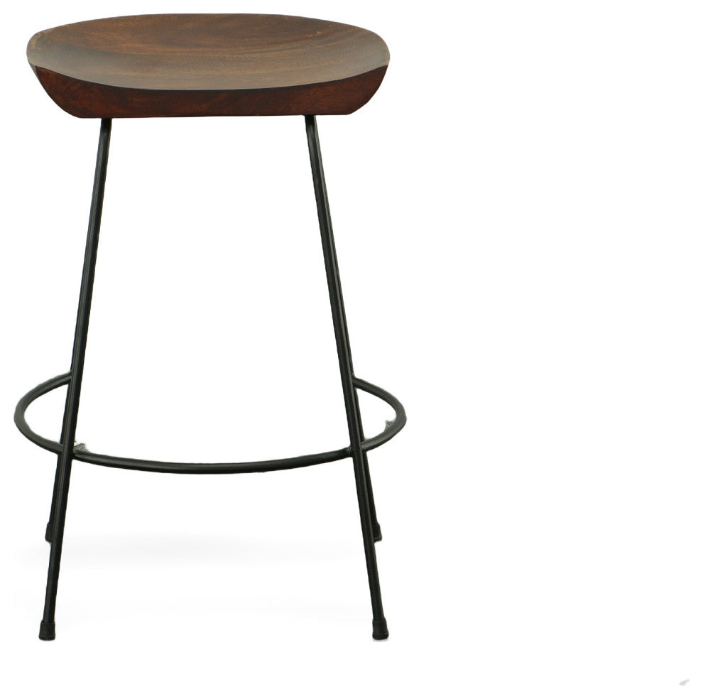 Diya Countoured Counter Stool Set of two, Chestnut/Black