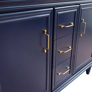 49" Double Vanity, Blue Finish With Gray Granite And Round Sink