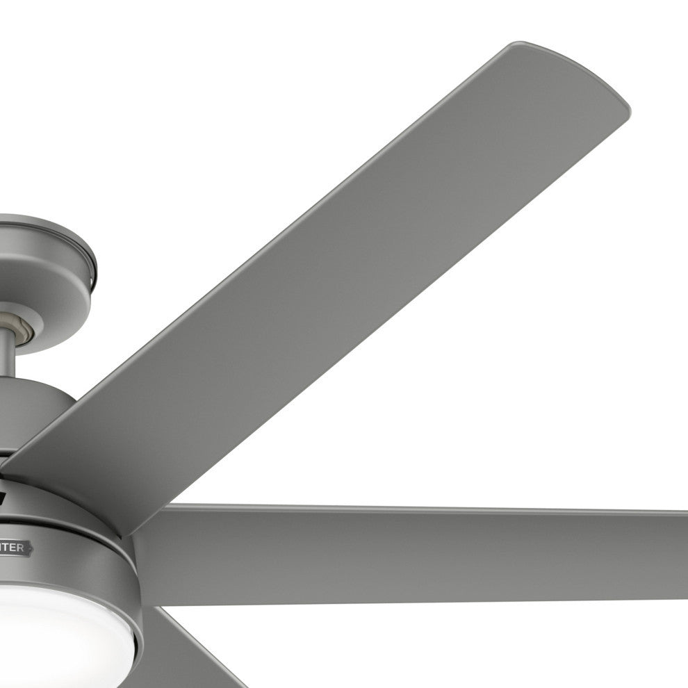 Hunter 60" Skysail Matte Silver Wet Rated Ceiling Fan, LED Kit, Remote