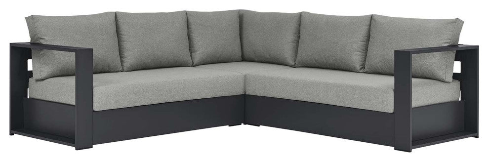 Tahoe Outdoor Patio Powder-Coated Aluminum 3-Piece Sectional Sofa Set - Gray Gra