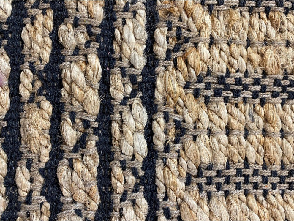 7" x 9" Tan and Black Ornate Geometric Area Rug