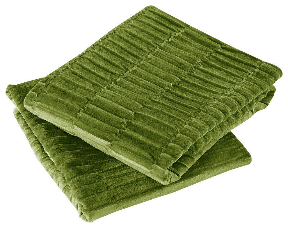 Pleated Velvet Pillow Covers, Set of 2, Avocado, 14"x26"