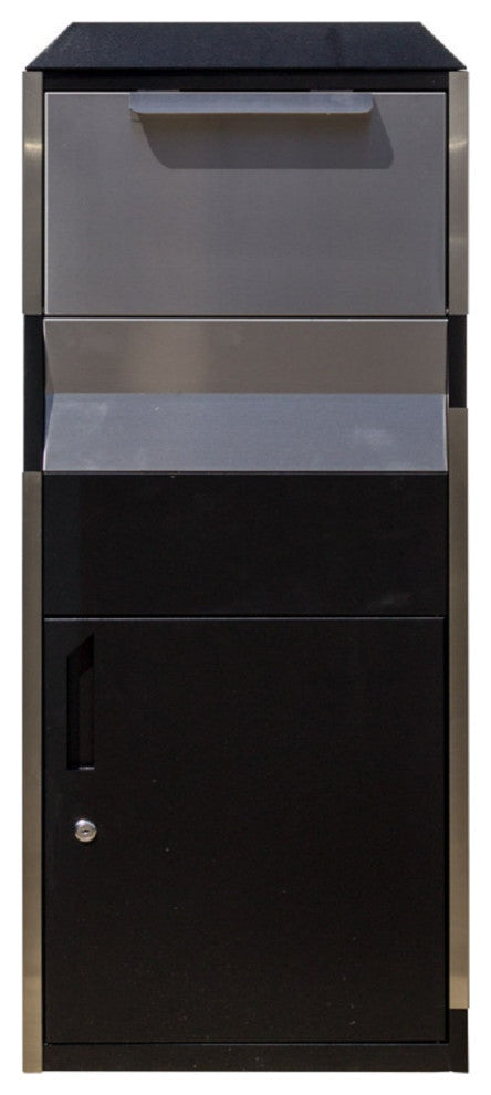 Locking Parcel Drop Box, Black With Stainless Steel
