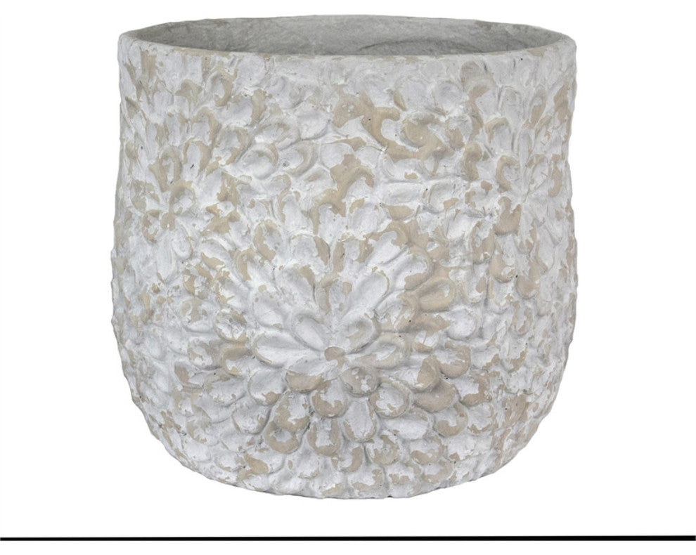 Minimalist Flower Pot With Floral Embossed