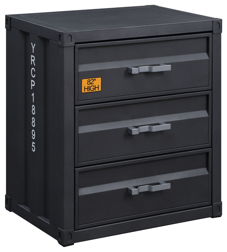ACME Cargo 3-Drawer Chest, Gunmetal Finish