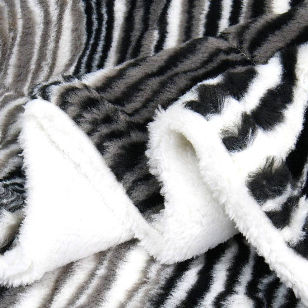 Elite Faux Fur Throw Blanket With Sherpa Backing, Tallulah, 60" X 80"