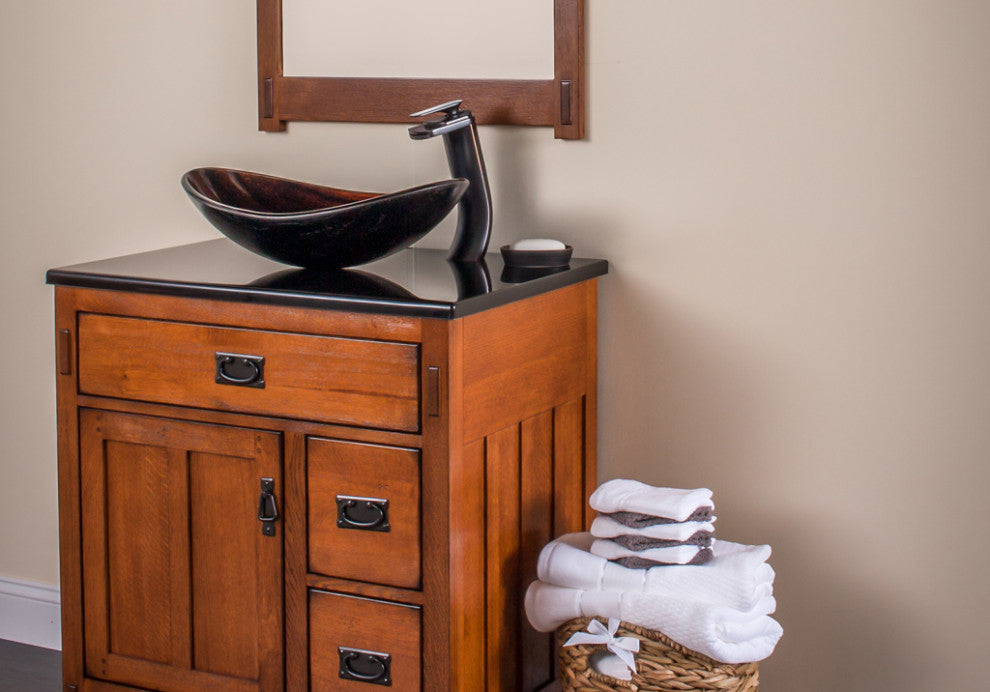 Volle Glass Vessel Sink and Drain, Oil Rubbed Bronze