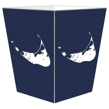 WB8579, Nantucket on Navy Linen Wastepaper Basket