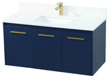 Home Living 40" Single Bathroom Vanity, Blue With Backsplash