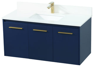 Home Living 40" Single Bathroom Vanity, Blue With Backsplash