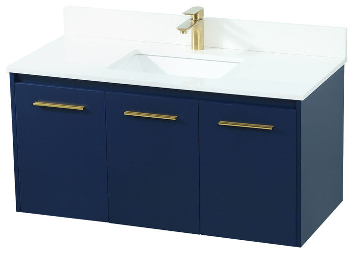 Home Living 40" Single Bathroom Vanity, Blue With Backsplash